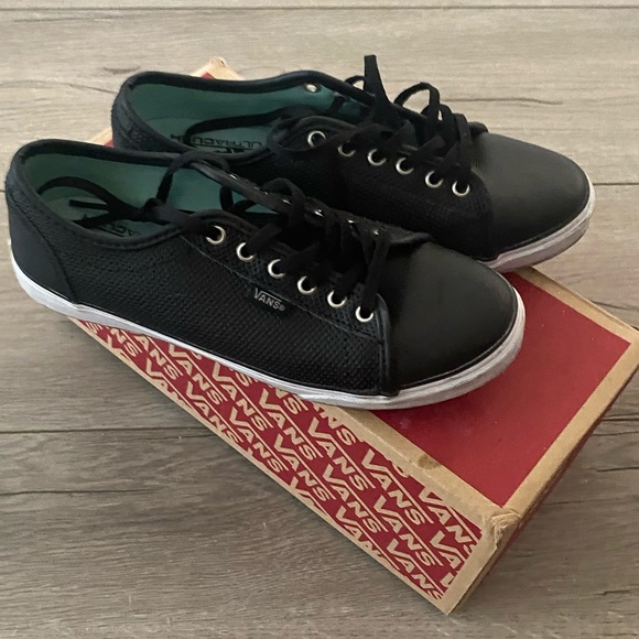Black leather authentic vans